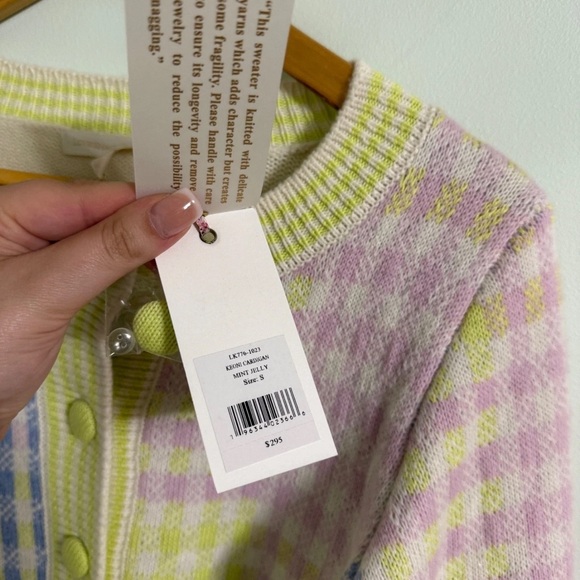 NWT LoveShackFancy Keoni Wool Blend Cardigan in Mint Jelly Size Small - Picture 2 of 8